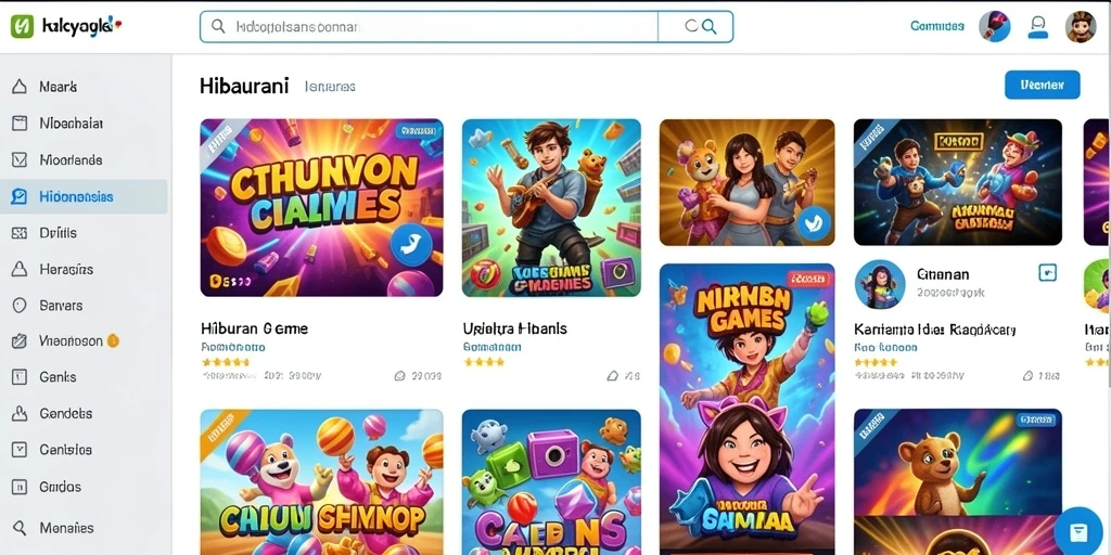 Tampilan awal yang menarik dengan banyak pilihan game.